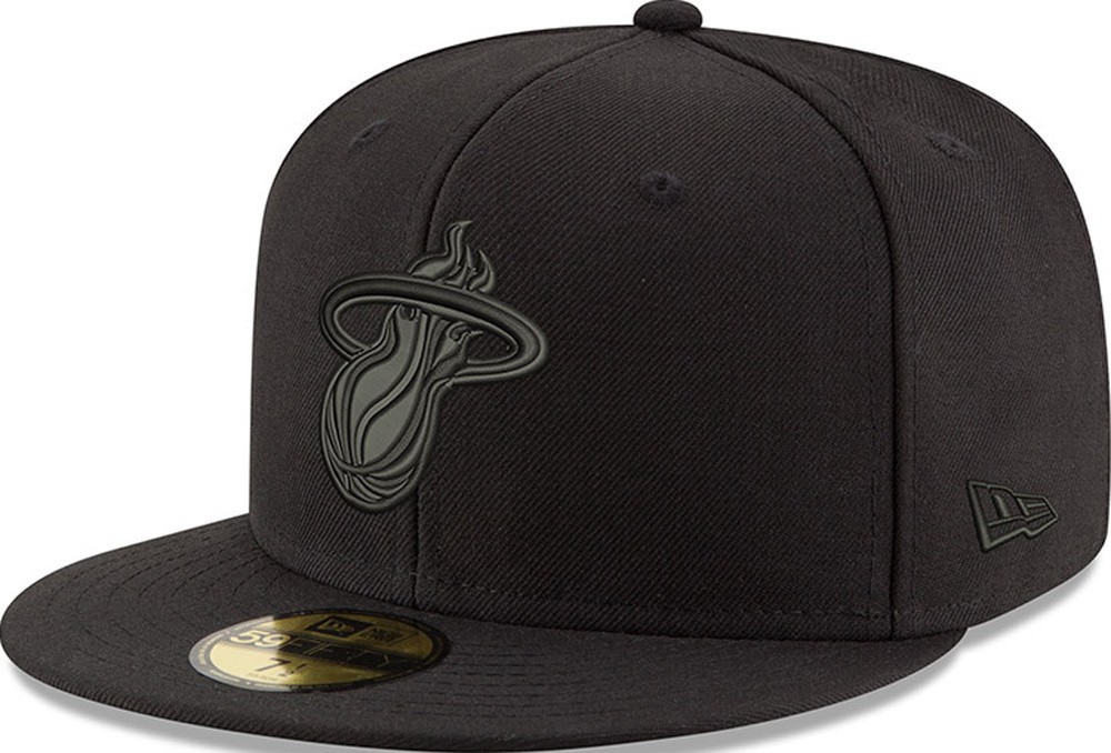 New Era Miami Heat Black On Black Cap 59Fifty Fitted Men Limited Edition