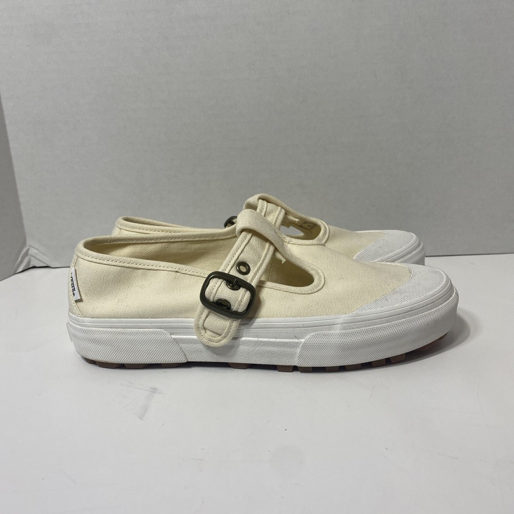 Vans Style 93 Mary Jane Women 7 Mens 5.5 Cream/Off White Canvas Buckle Shoe NWOT