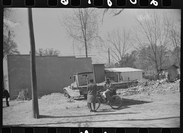 Photo:1930s Truck Bicycle Men Construction Site Dirt Lot