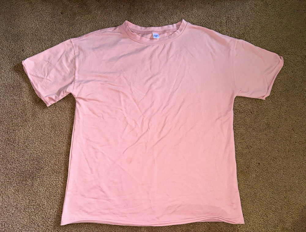 ELGOGY Regular Crew Neck Pink Solid Men's Short Sleeve T-Shirt Size S
