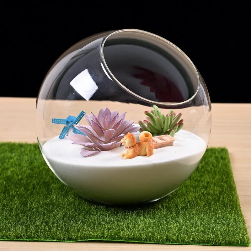 Clear Modern Glass Flower Vase Ball with Stand for Home Decor
