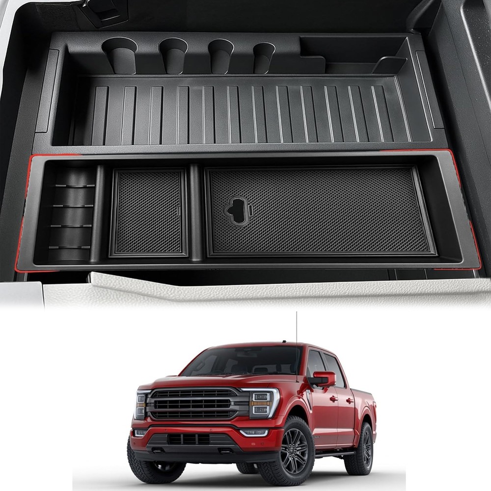 For 2021-2025 Ford F150 Truck Center Console Organizer Armrest Storage Box Tray