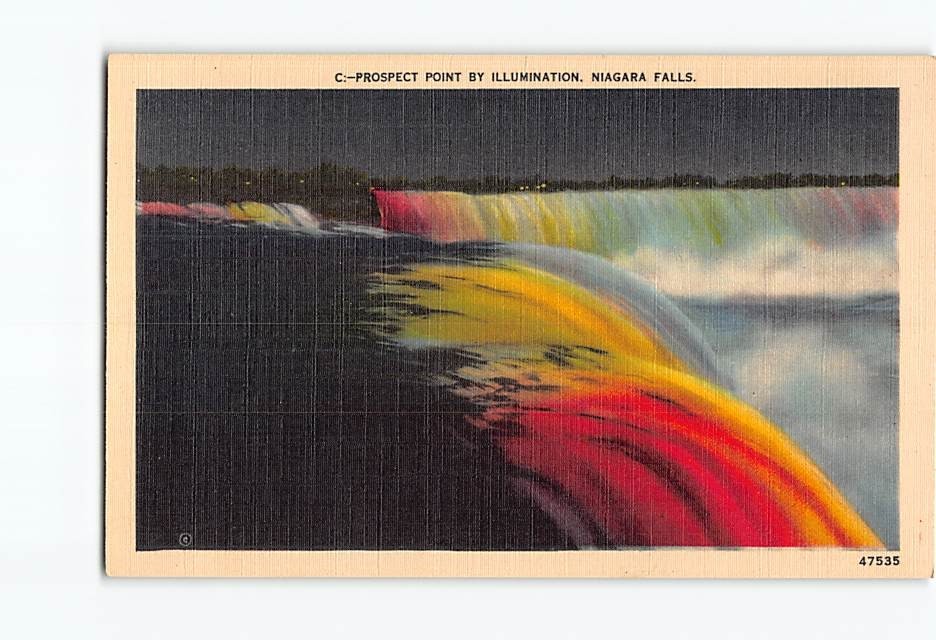 Postcard Prospect Point By Illumination Niagara Falls New York USA