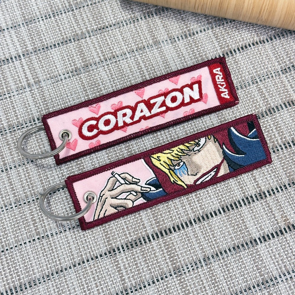 One Piece Corazon Keychain Embroidered Anime Keyring Rosinante Heart Pirate