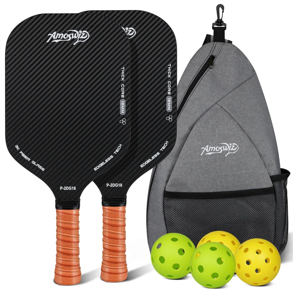 Premium 2-Pack Edgeless Pickleball Paddles with 3K Carbon Fiber Surface