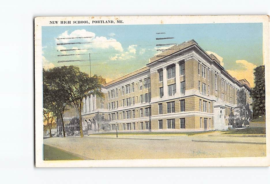Postcard New High School Portland Maine USA North America