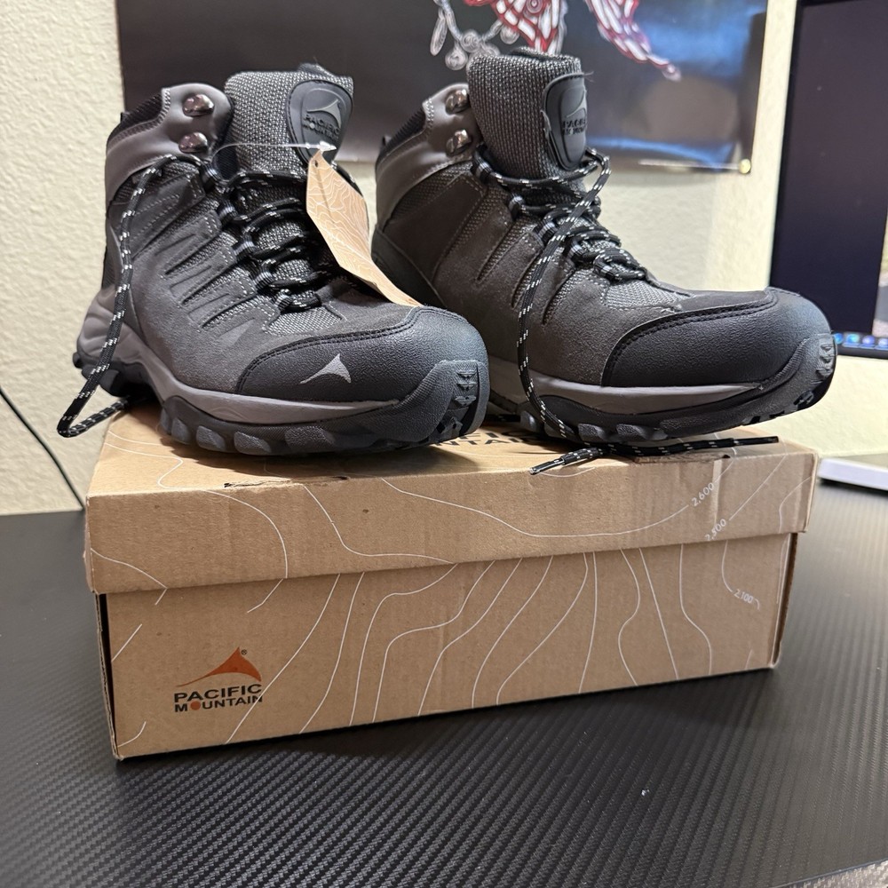 Pacific Mountain Boulder Mid Waterproof Hiking Boots Gray/Black Men's 8 M New