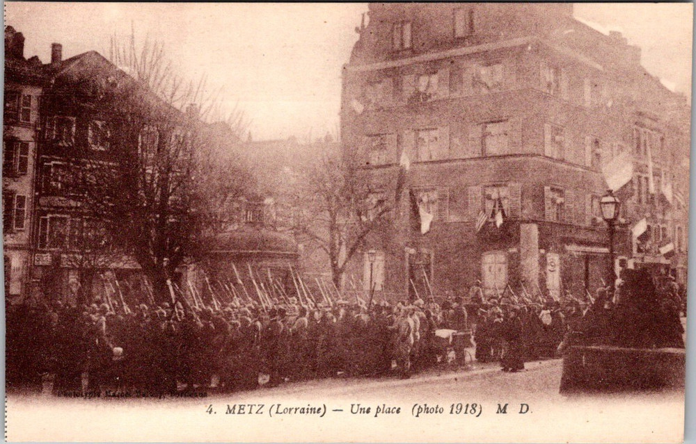 Metz Lorraine 1918 City Square WWI Postcard France Marcel Delboy Historical View