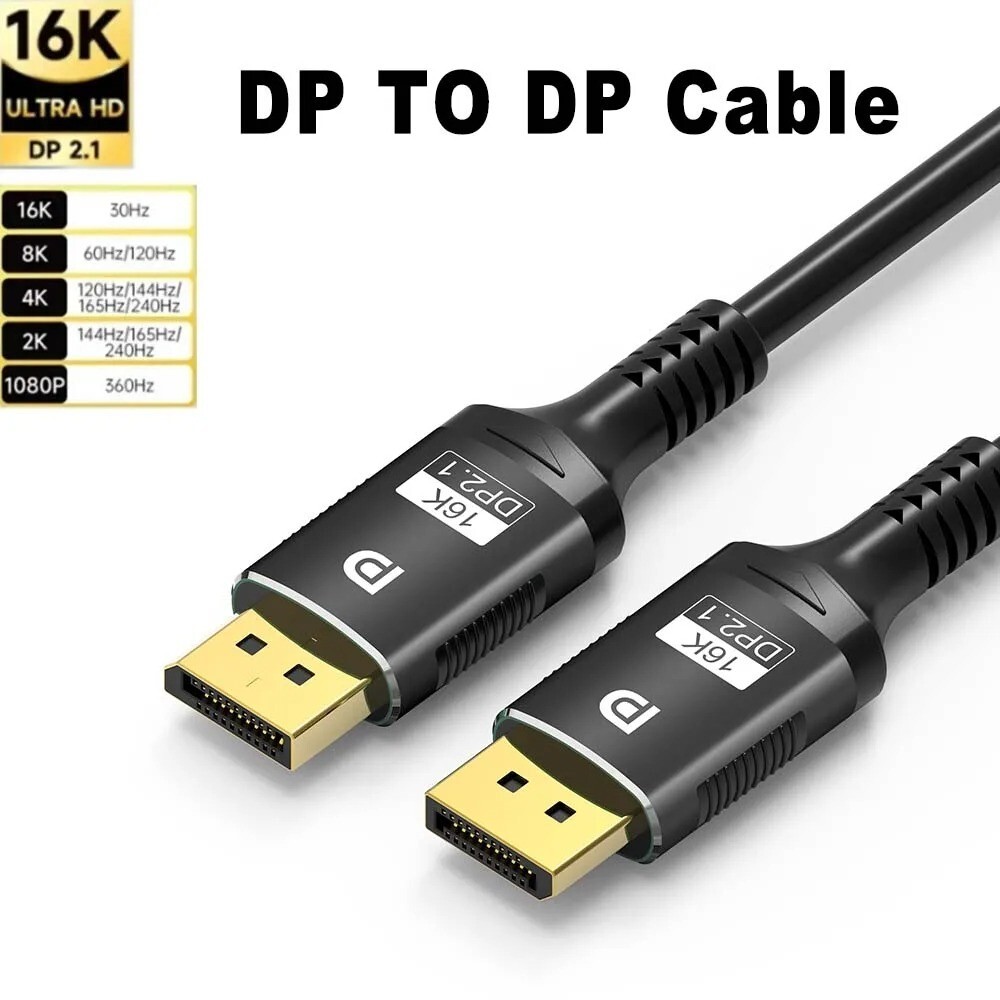 16K DP to DP Cable 60Hz 2160P HDR 25.92Gbps Audio Video Adapter for PC