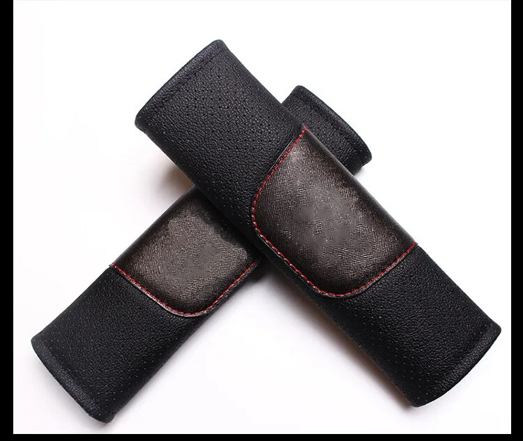 2Pcs Car Seat Belt Cover Shoulder Protector Cushion Pad Real Leather for KIA