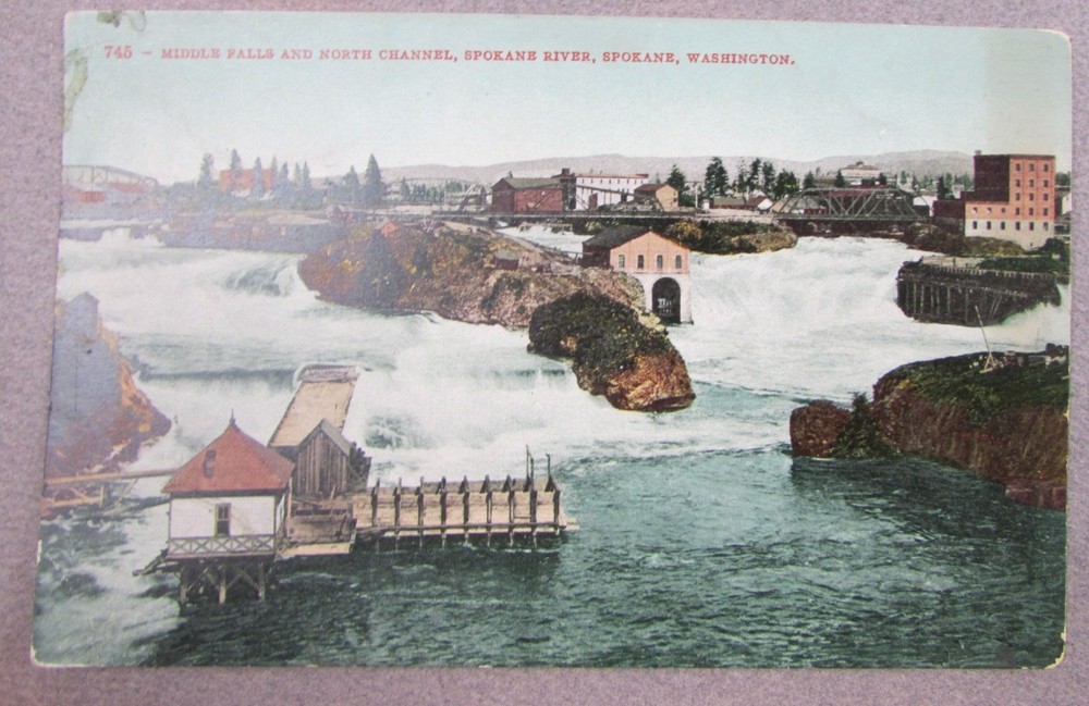Spokane Washington Middle Falls Spokane River  Circa 1910 Unposted