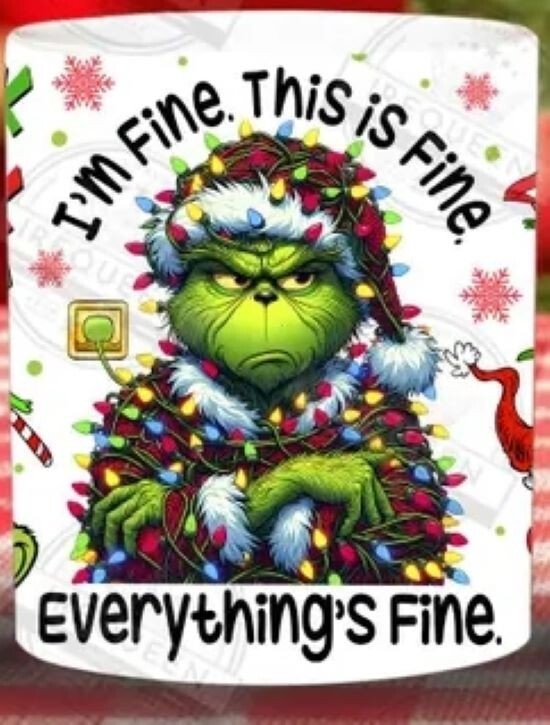 Funny, Sarcastic Santa Grinch Coffee 11oz White Mug Cup Ceramic Wrapped Design