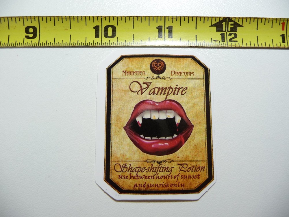 VAMPIRE SHAPE SHIFTING DECAL STICKER WITCHCRAFT POTION SPELL WITCH GOTH LABEL