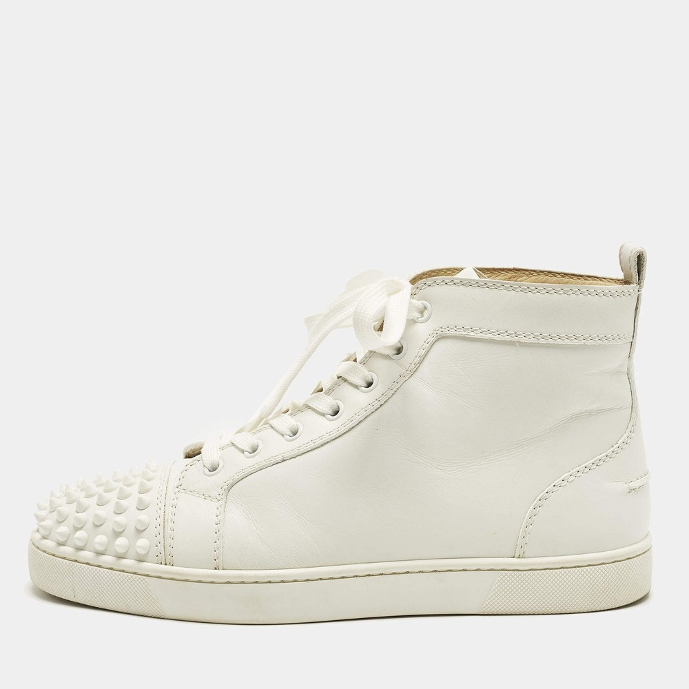 Christian Louboutin Louis Junior Spikes Size 40 White Leather High Top Sneakers