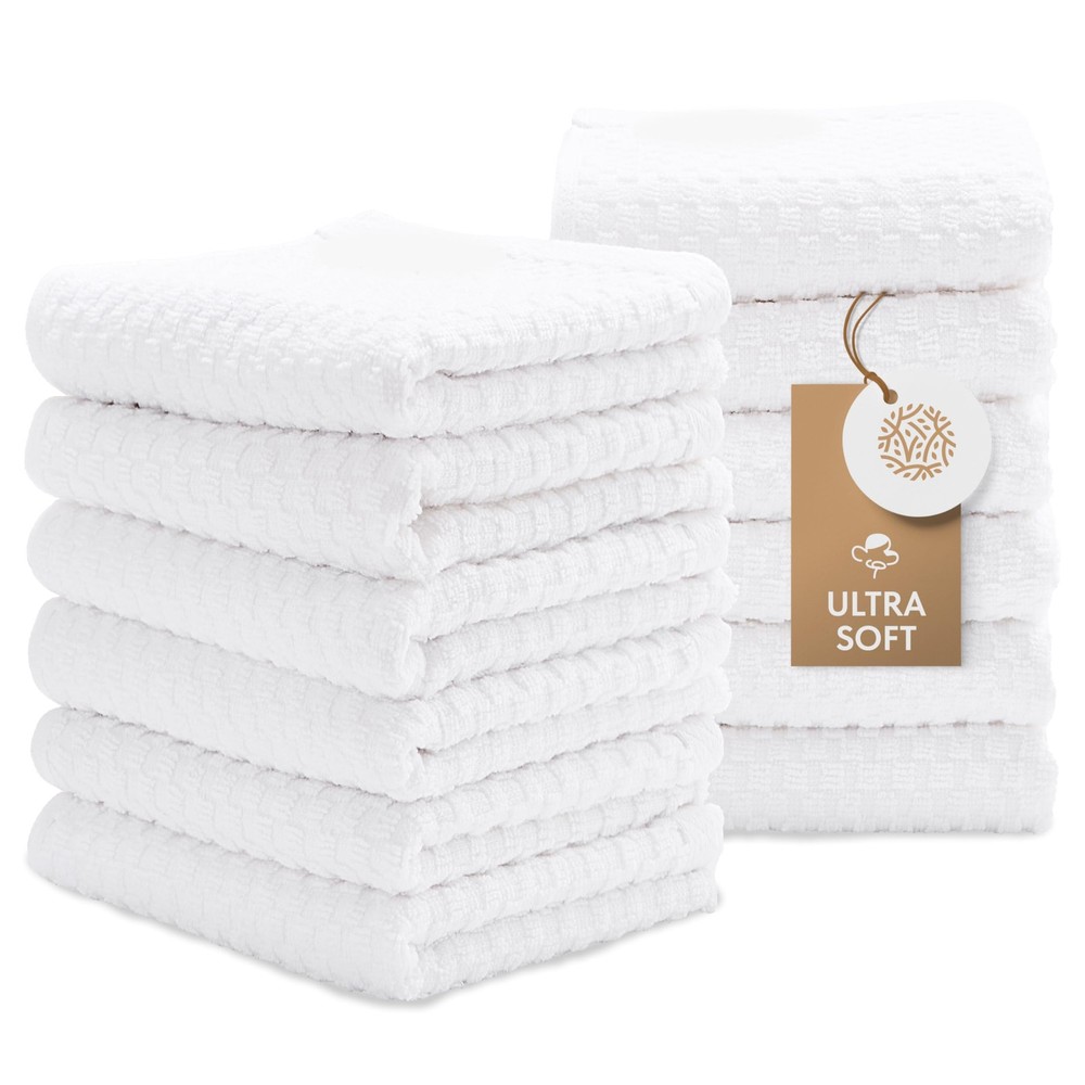 Super Absorbent 12-Pack Premium Cotton Kitchen Towels for Dishes & Cleaning