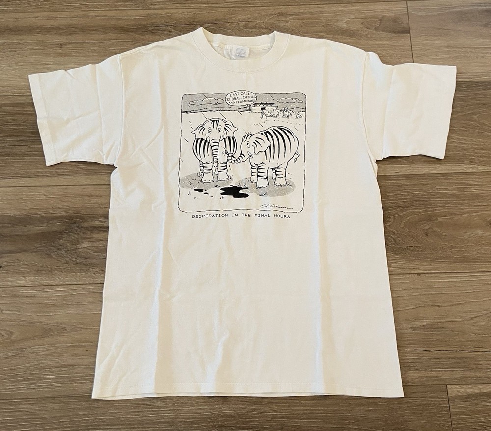 Vintage Single Stitch Shirt Large Jesus Noahs Ark Cartoon 90s Funny Christian