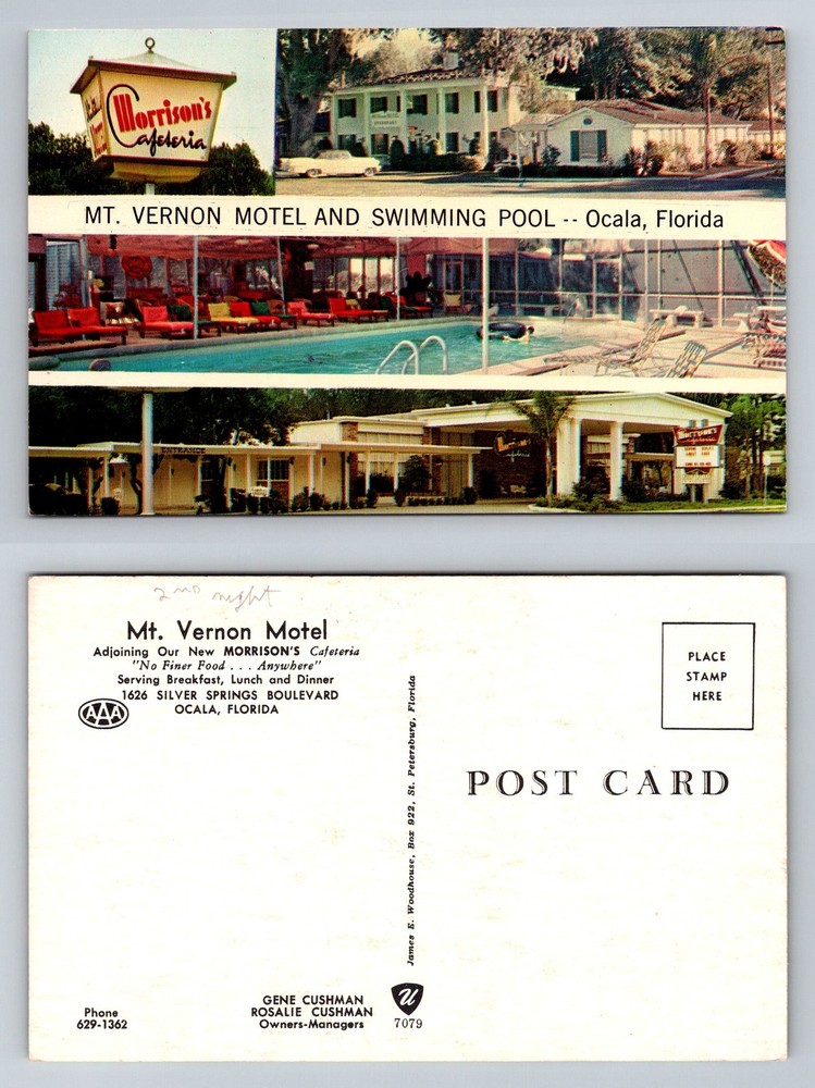 Ocala, FL-Florida, Mt Vernon Motel Morrison’s Cafeteria Views Vintage Postcard