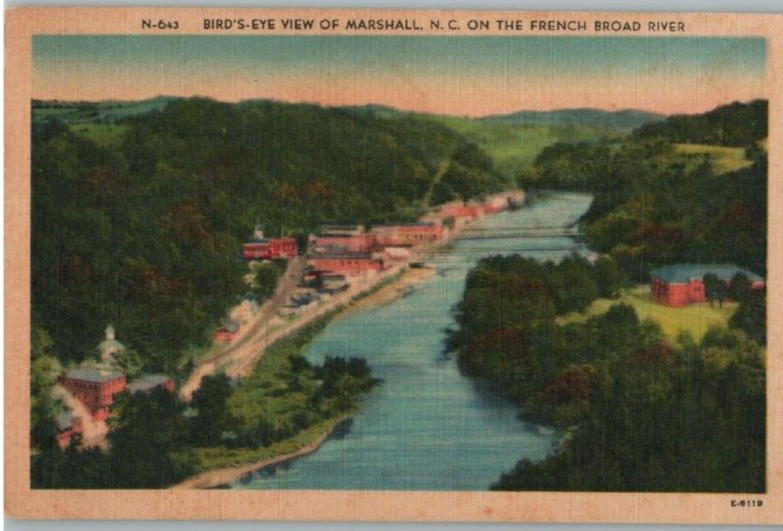 Vintage Postcard 1930-1945 Bird's Eye View, Marshall, North Carolina (NC)