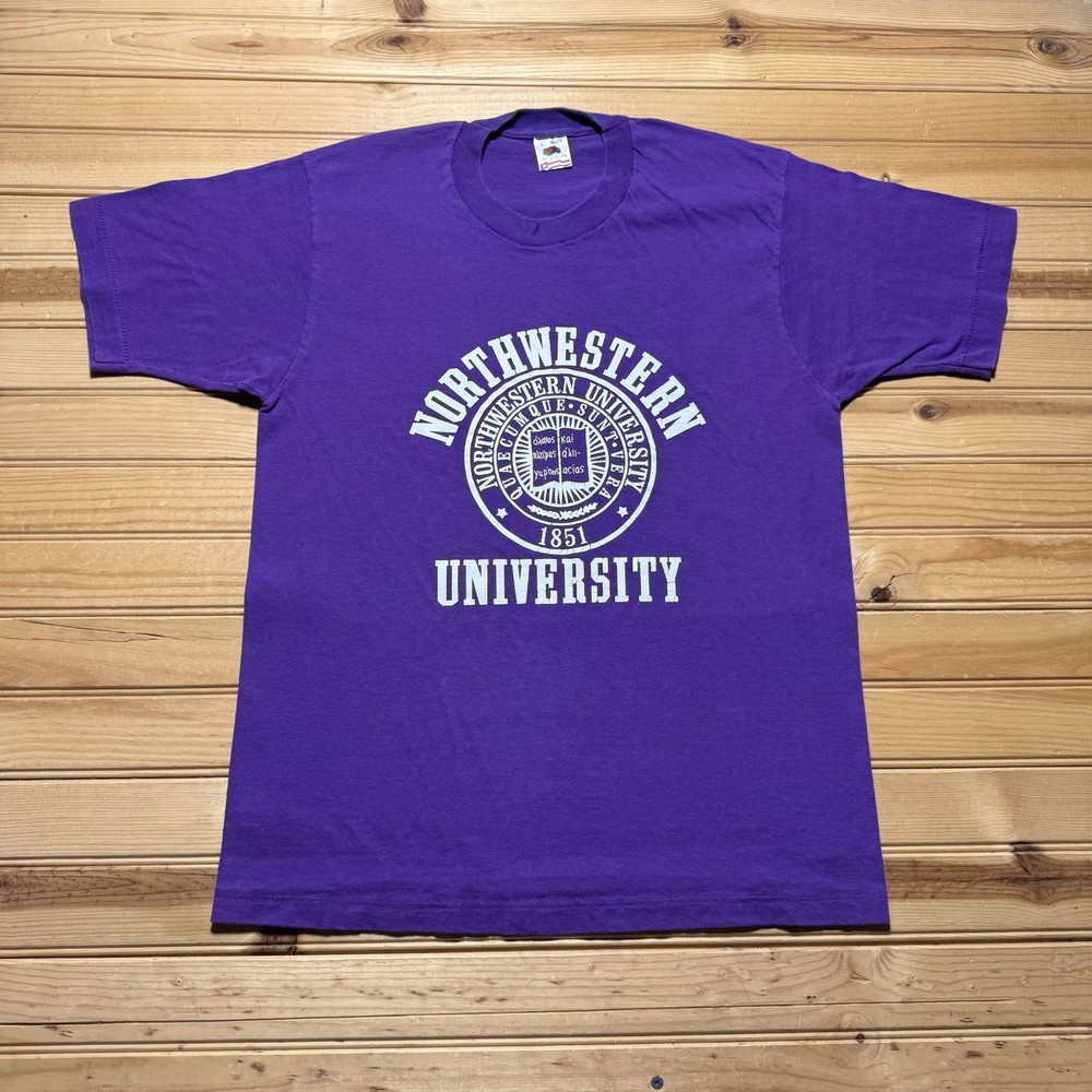 Vintage 90s Northwestern University Crest Collegiate Graphic T-Shirt USA - Large