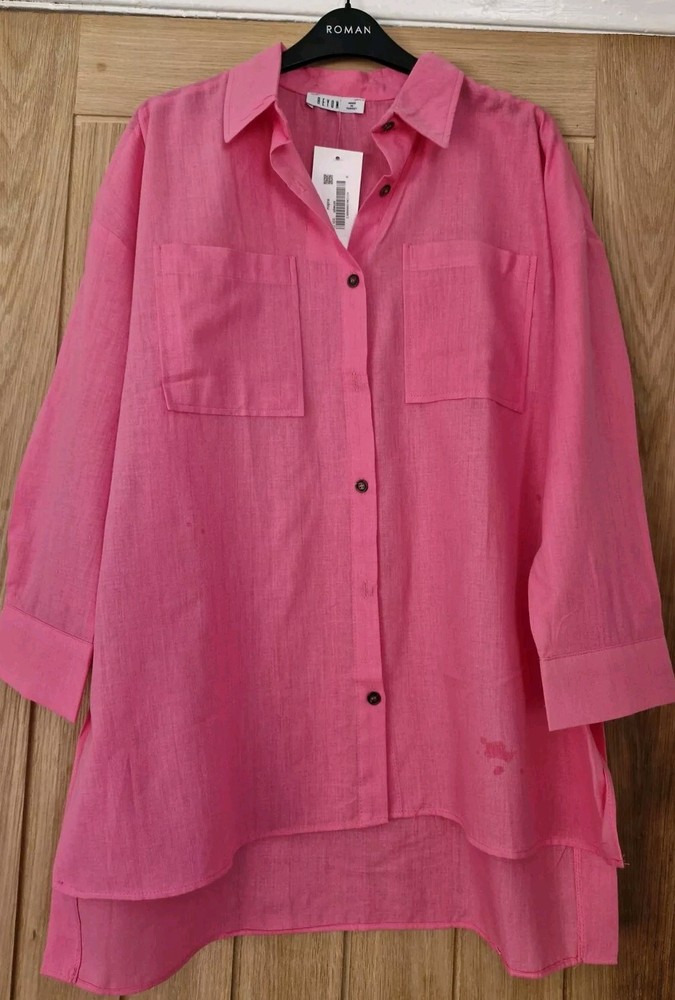 Nwt Pink oversized tunic-style blouse free size