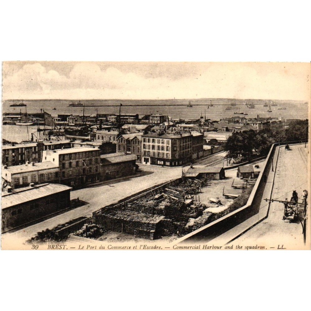 Vintage Brest France Postcard Commercial Harbour and Squadron LL Levy Fils Paris