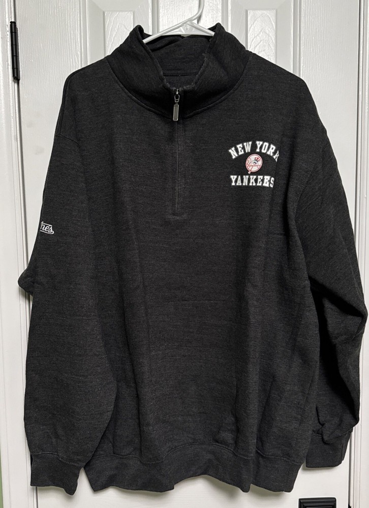Mens New York Yankees 1/4 Zip Pullover XL Dark Gray