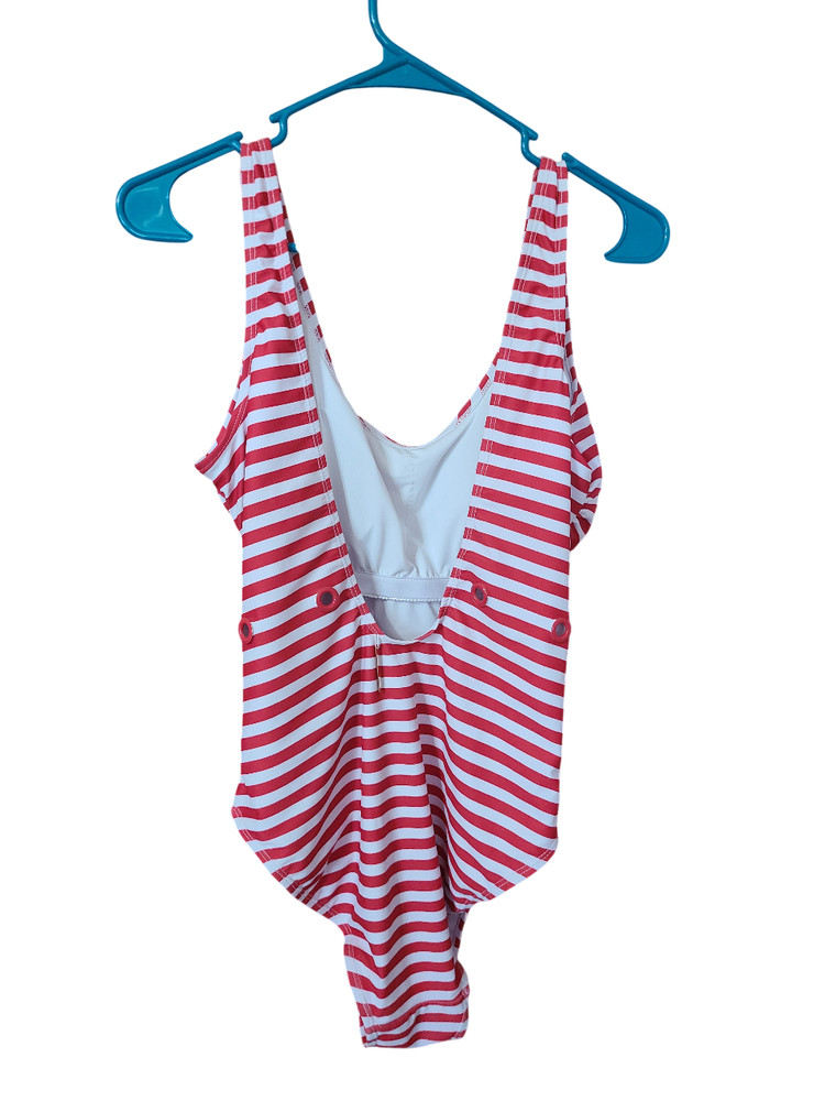 Juicy Couture Red White Striped One-Piece Swimsuit Size XL