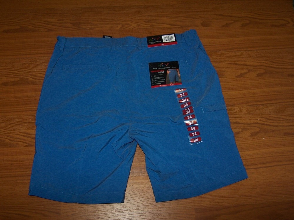 Size 34 Mens Greg Norman performance Fabric Golf Shorts (Blue)