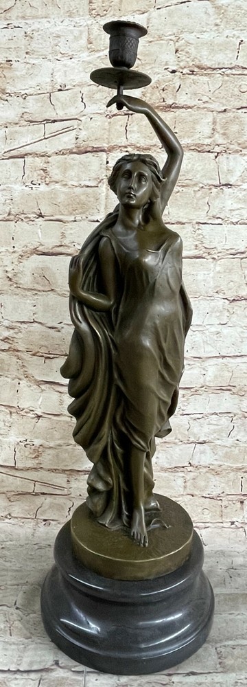 Art Deco Lady Candle Holders, Home Accent, Hot Cast Genuine Bronze Sculpture