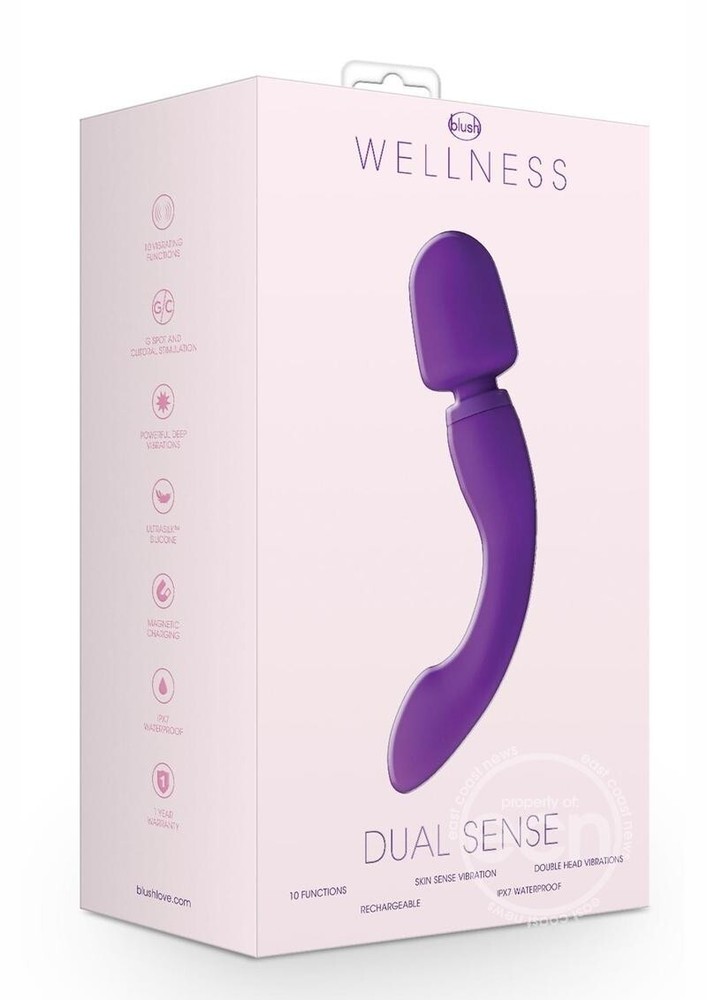Wellness Dual Sense Rechargeable Purple Silicone Massager with Dual Stimulation