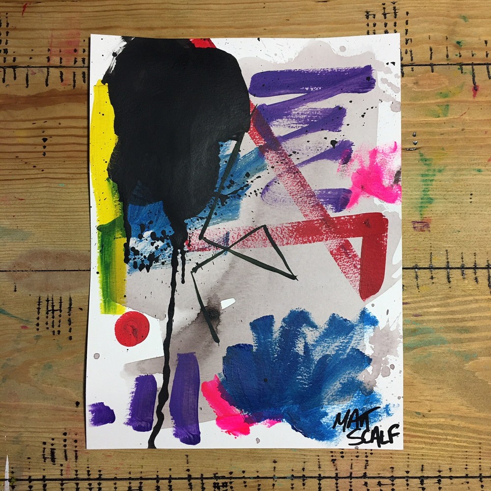 Matt Scalf 9x12 Colorful Abstract Contemporary Graffiti Modern Home Decor Signed-image