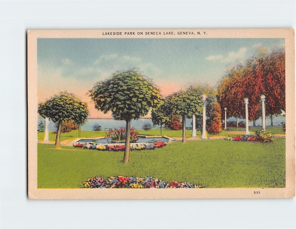 Postcard Lakeside Park On Seneca Lake Geneva NY
