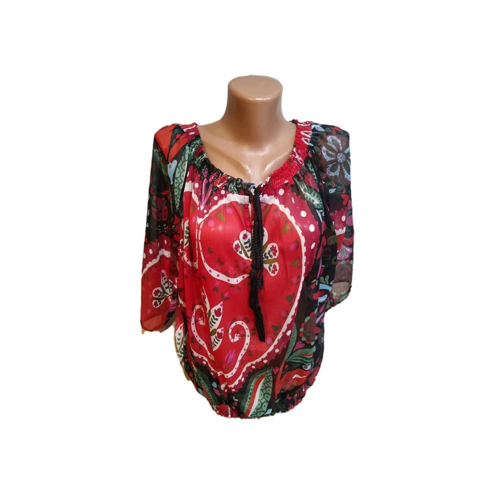 Desigual women's  blouse size S oversized black multicolor floral