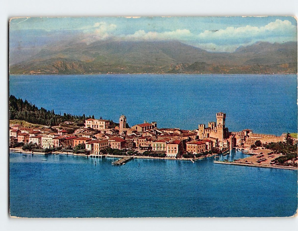 Postcard Aerial View Lago Di Garda Sirmione Italy