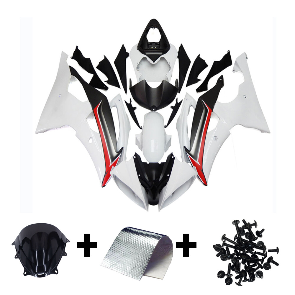 ABS Plastic Fairings for Yamaha YZF R6 2008-2016 Injection Red White Bodywork