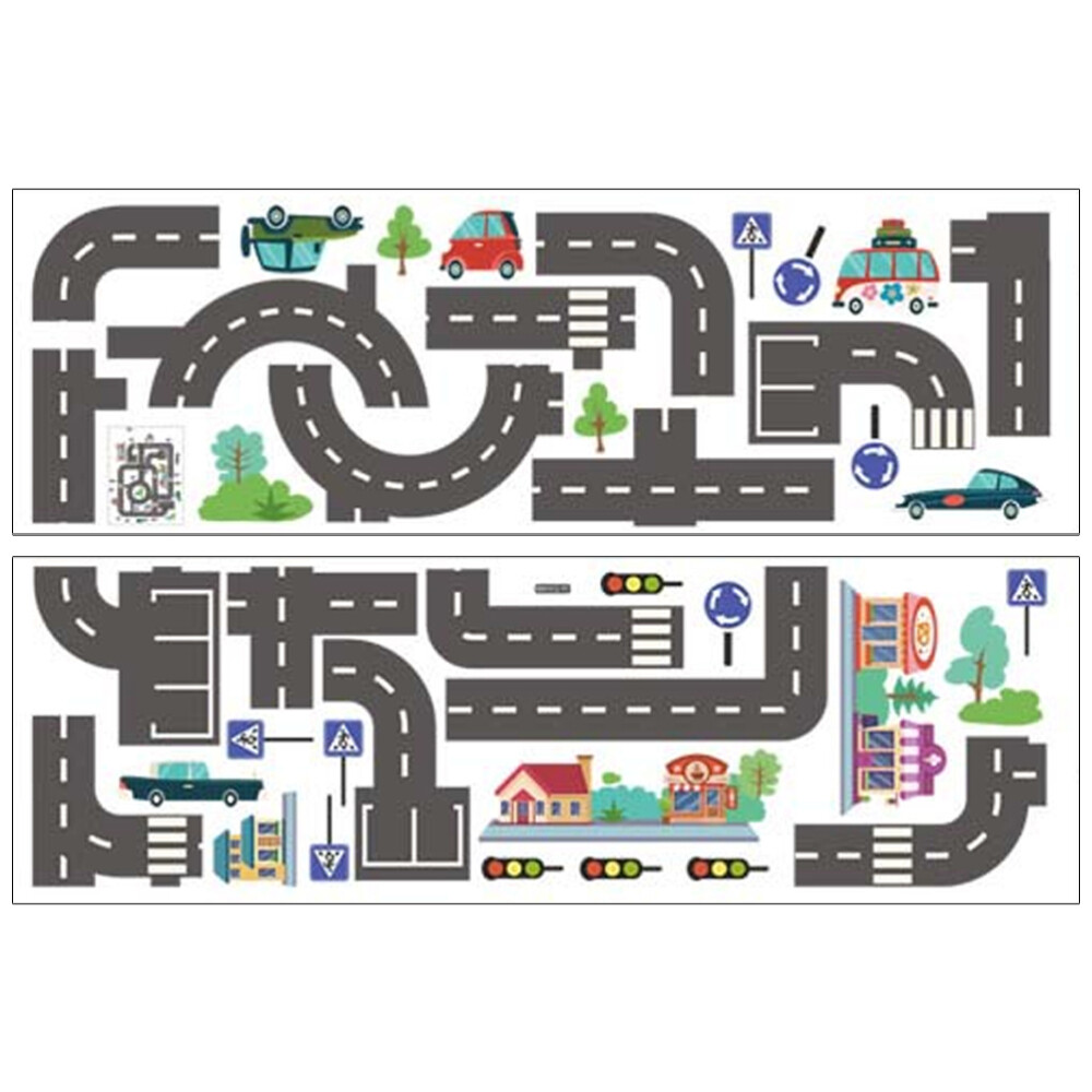 2 Sheets Road Wall Decal Car Track Stickers Practical Baby Child