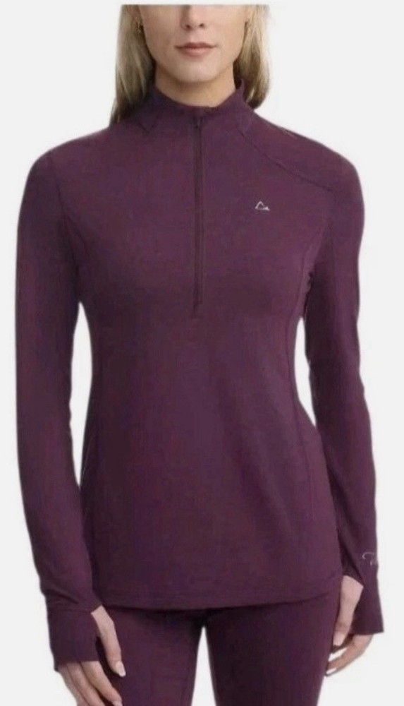 Paradox Women’s Merino Blend 1/4 Zip Performance Base Layer Top Purple L - NWT