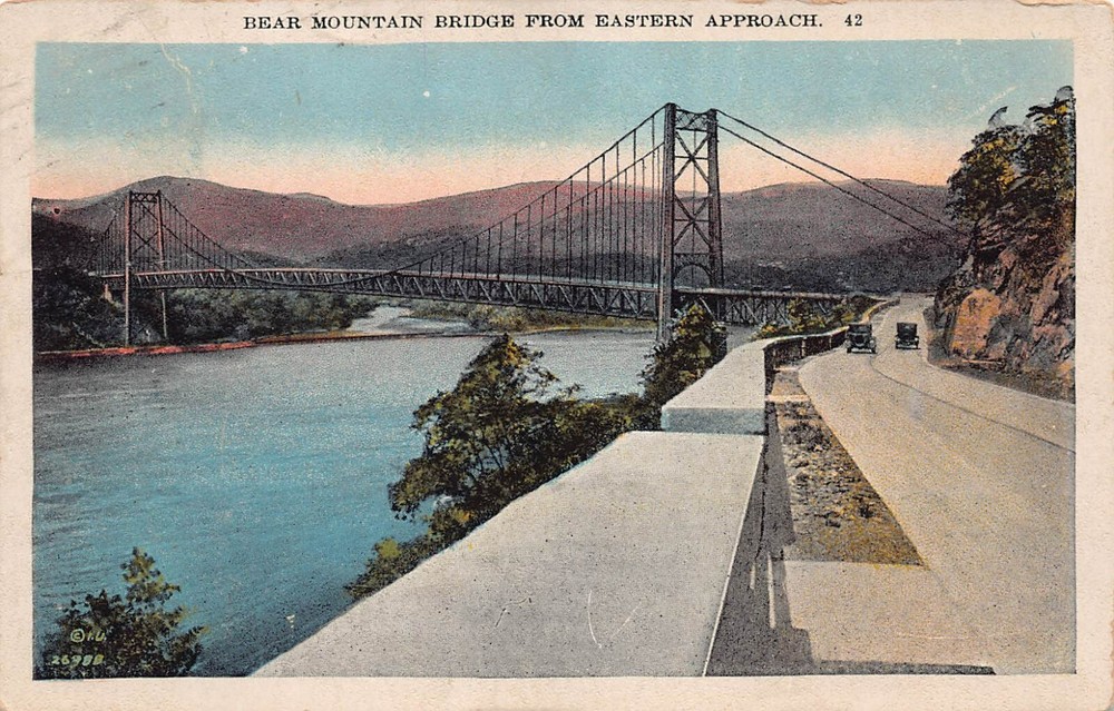 Bear Mountain Bridge Purple Heart Veterans Hudson River New York Vtg Postcard R2