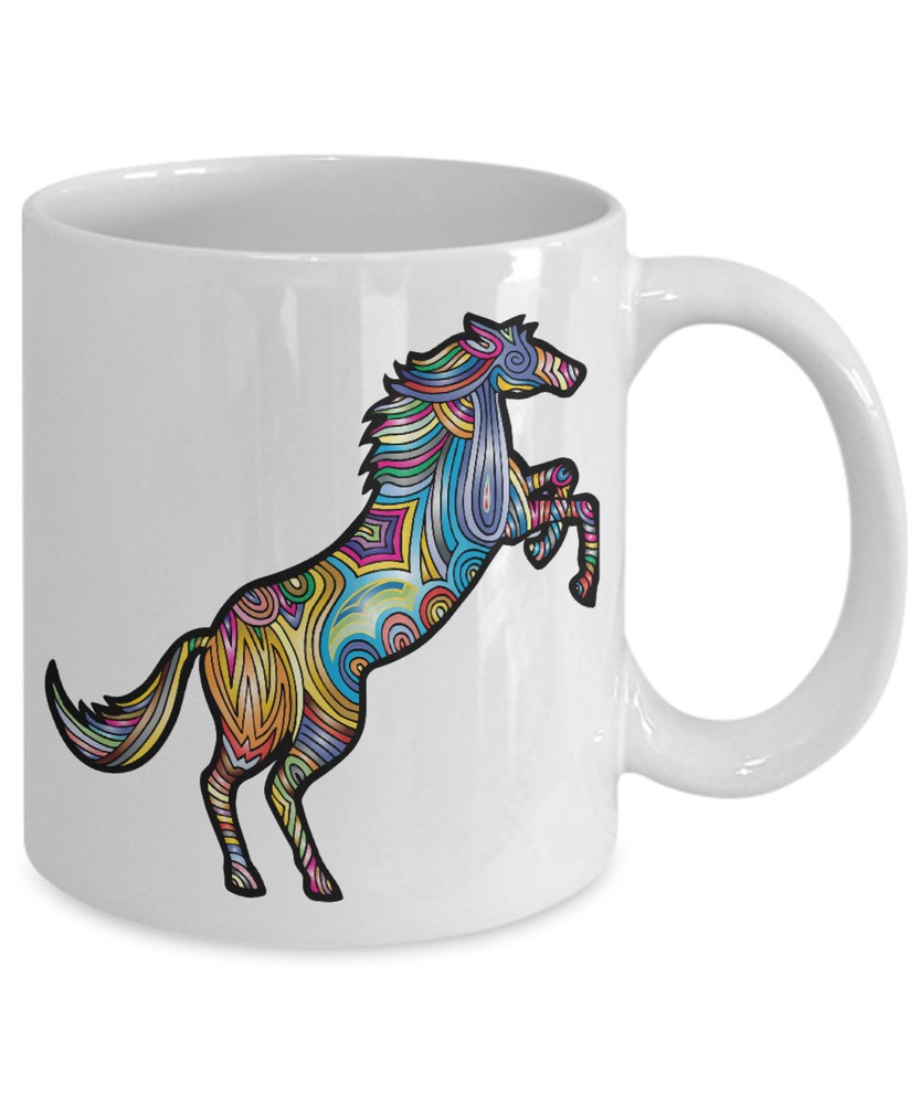 Horse Lover Coffee Mug with Rainbow Design – Perfect Gift for Equestrians