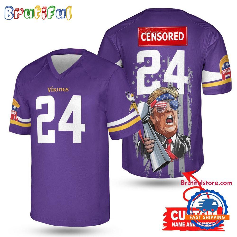 Minnesota Vikings Donald Trump Super Bowl Trophy Football Jersey