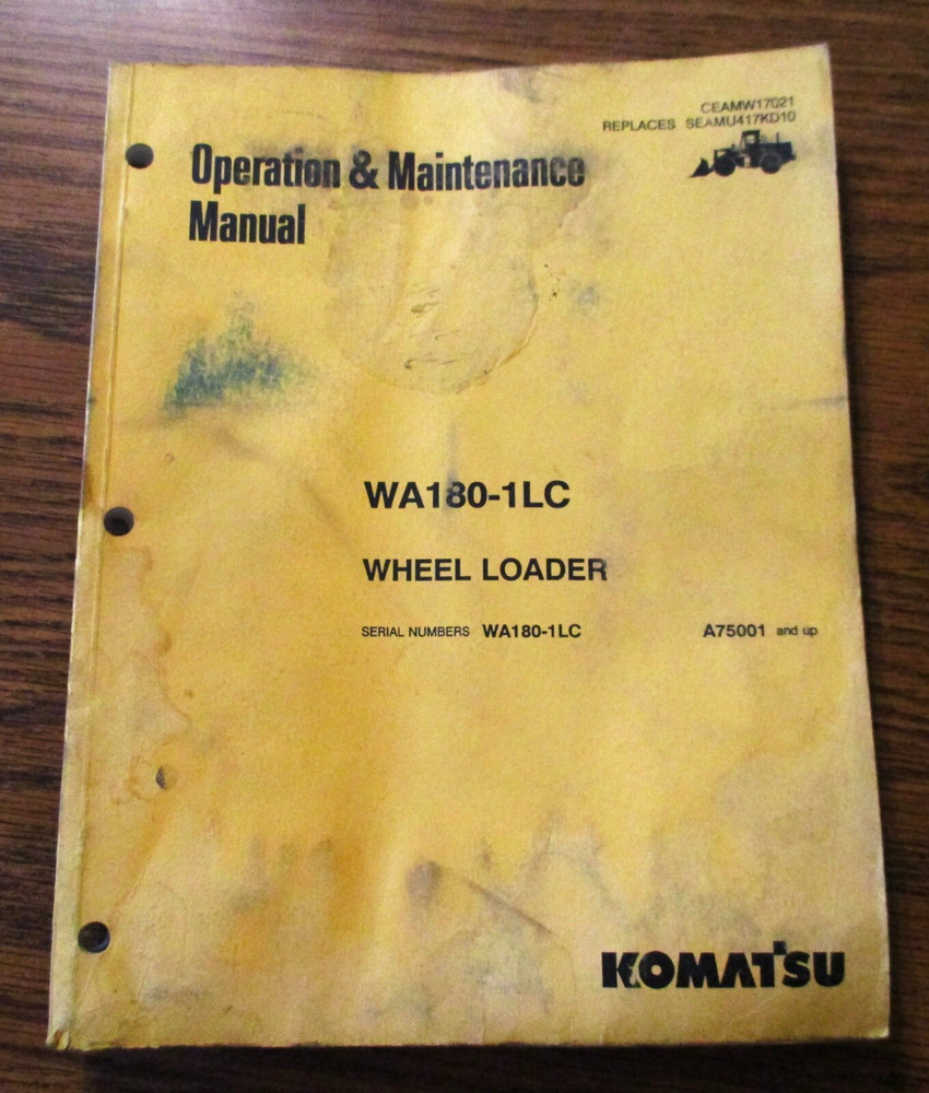 Komatsu WA180-1LC Wheel Loader Operators Operation & Maintenance Manual 1994