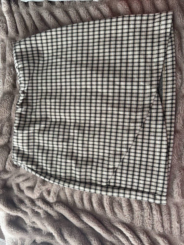 Tweed Checked & Gingham Black White Women's Regular Short A-Line Casual Skirt