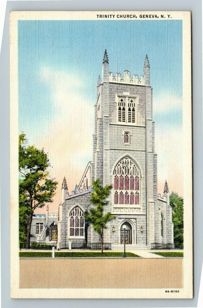 Geneva NY-New York, Trinity Church, Religion, Outside, Vintage Postcard