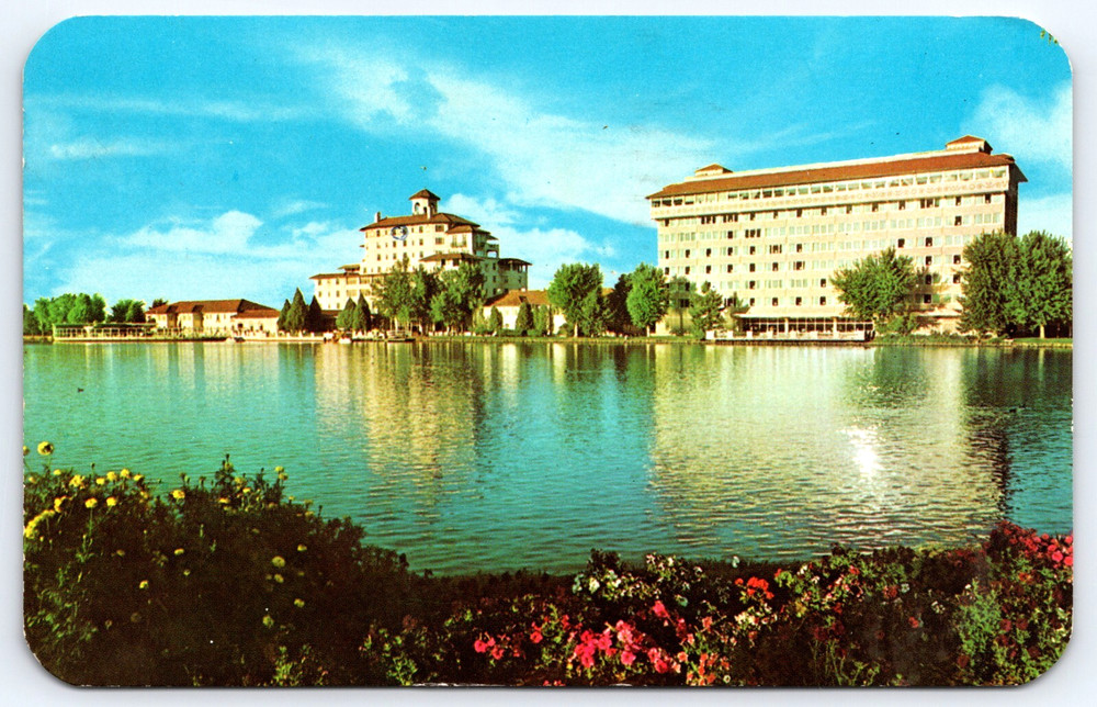 Vintage Photo Postcard Colorado Springs USA Broadmoor Hotel Buildings Lake Water