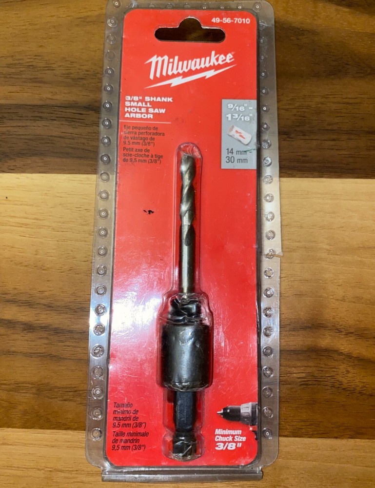 Milwaukee 3/8 Inch Shank Small Hole Saw Arbor 49-56-7010 Brand New