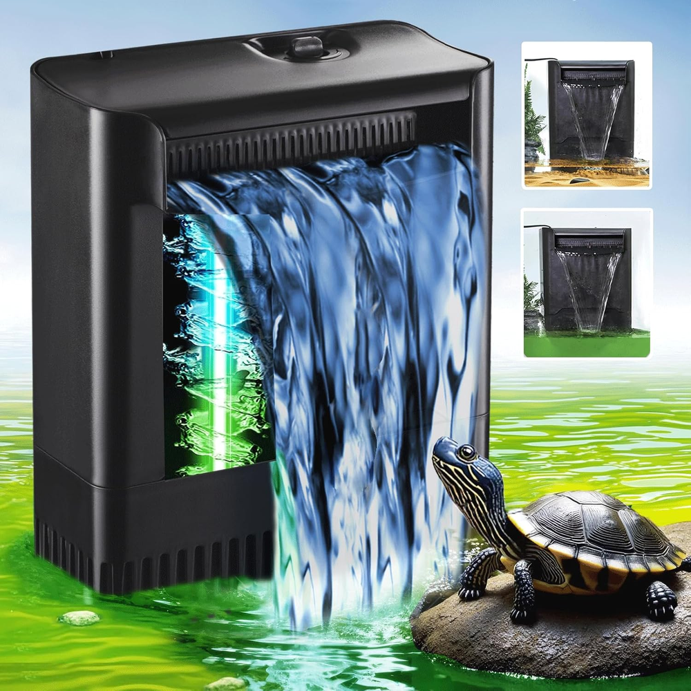 Large Powerful Turtle Tank Filter U V-Ery for 55-155 Gallon Tank, Low Water Filt