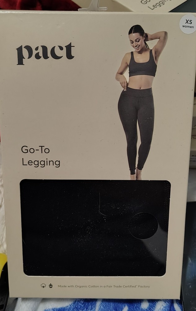 Pact Women’s Go-To Leggings Black Size Extra Small Organic Cotton High Rise NIB