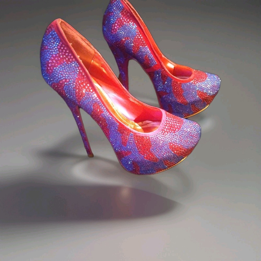 ALBA Yang Shoes -  Fuschia/Lilac Rhinestone Stud 6