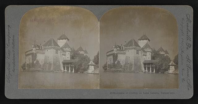 Photo:Lake Geneva Switzerland Castle of Chillon 1905 Stereo View
