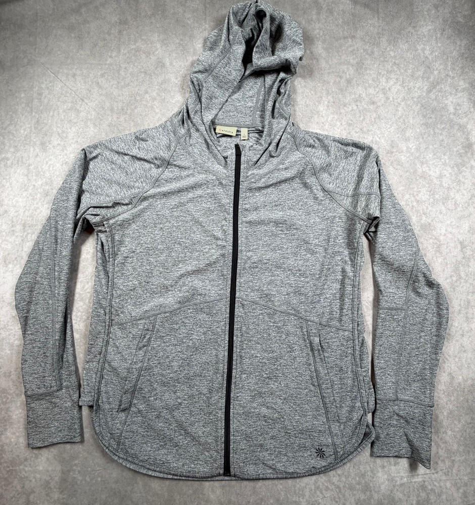 Athleta Womens Pacifica Baja UPF Jacket Gray Hooded Full Zip Large